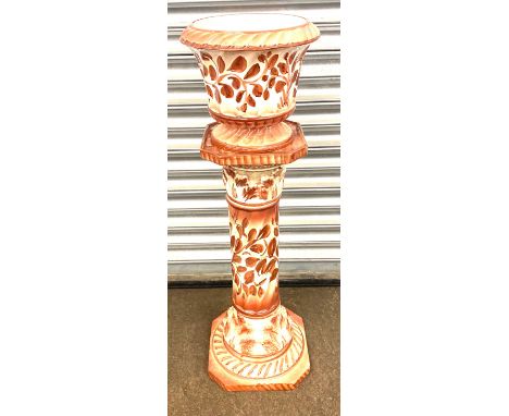 Vintage jardiniere on stand over all height 38" tall 