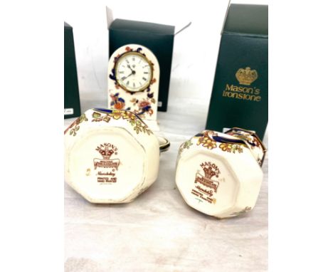 Selection of 3 pieces of Masons Mandalay ironstone to include Blue Clock, Vase and jug 