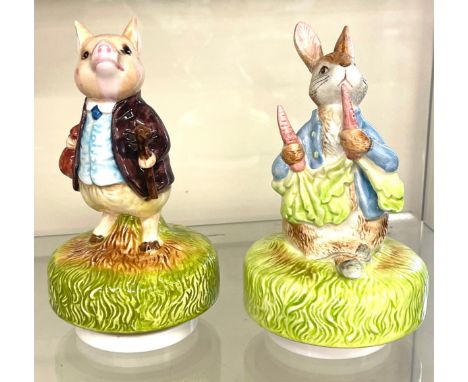 Vintage Beatrix Potter Peter Rabbit music box Schmid 1977 ?It?s A small world, Schmid Beatrix Potter pigling bland pig king o