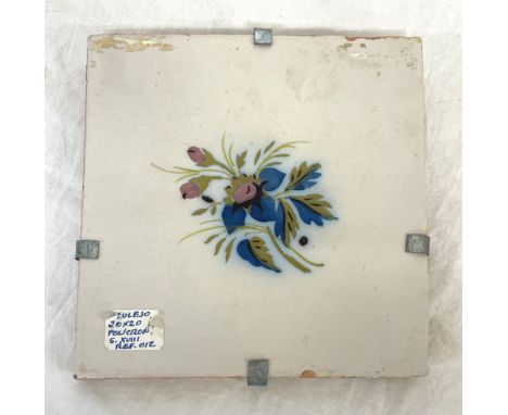 Antique Policrop tile, approximate measurement 8 by 8 inches 