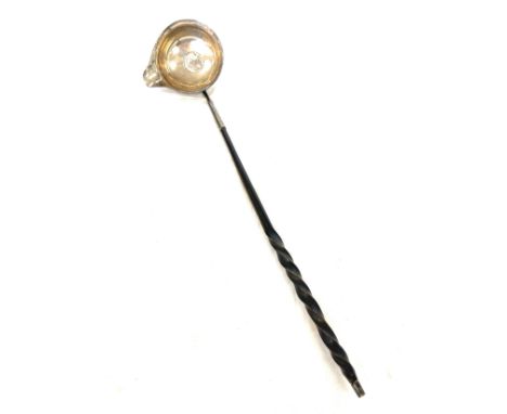Unmarked silver and baleen Georgian ladle inset with Queen Anne coin 