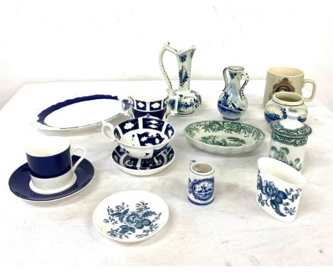 Selection blue and white pottery to include Delph, Spode, Royal Worcester etc 