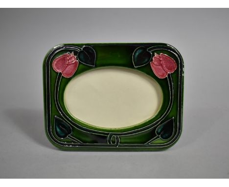 A Modern Glazed Ceramic Easel Back Photo Frame with Art Nouveau Decoration, 18x14cm 