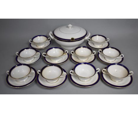 A Set of Ten Royal Worcester Howard Pattern Sauce Boats and Saucers, together with a Lidded Tureen 