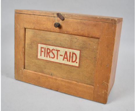 A Mid 20th Century Wooden First Aid Box, 28cms Wide 
