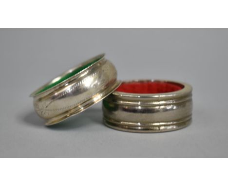 One Silver Drip Ring Hallmarked Birmingham 1915 and a Similar Silver Plated Example 