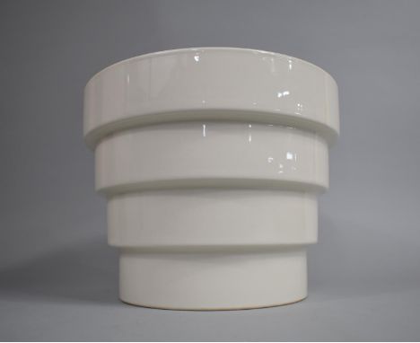 A Modern White Glazed Circular Planter of Stepped Form, 29cms Diameter and 22cms High 
