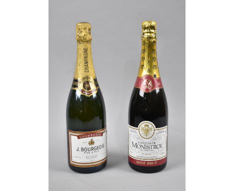 Two Bottles of Sparkling Wine, K Bourgeois Champagne and Monistrol Cava 