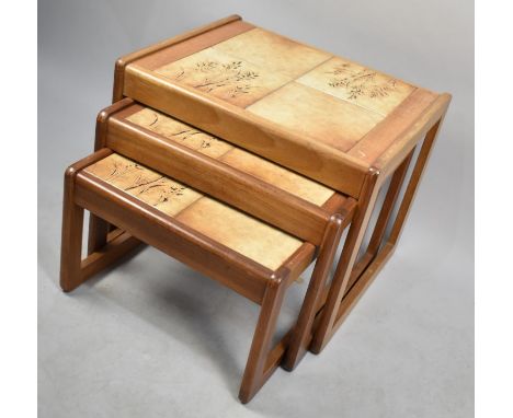A Mid/Late 20th Century Nest of Three Tile Topped Tables 