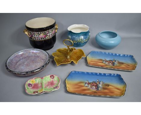 A Collection of Various Transfer Printed Items to include Large Two handle Planter with Chintz Band on Black Ground with Gilt