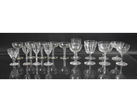 A Collection of Various Late 19th/20th Century Glass to include Hollow Stemmed Coupes, Two Light Baluster Stemmed Cordials wi