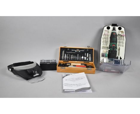 A Park Side Cordless Rotary Tool, Moddlers Knife Set, Magnifying Visor with Varying magnification Glasses and Illumination 