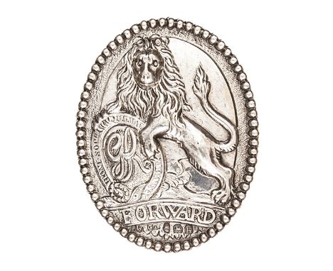 An officer’s cast silver oval shoulder belt plate of the London and Westminster Light Horse Volunteers, bearing rampant lion 