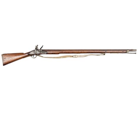 A scarce 10 bore New Land Pattern flintlock musket, 58” overall, barrel 42”with ordnance proofs; the plain lock with ring nec