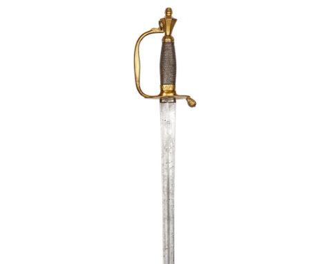 A 1796 type infantry officer’s dress sword, shallow diamond section blade 32½”, the centre flattened for most of its length, 