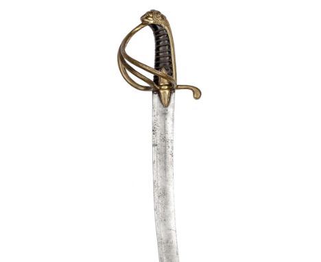 A most interesting French light cavalry officer’s sword from the field of Waterloo engraved with details, curved shallow full