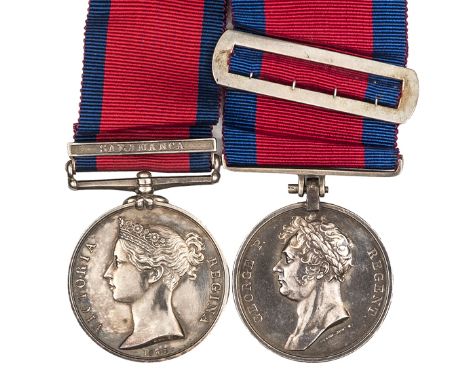 Pair: M.G.S. 1793-1814, 1 clasp Salamanca; Waterloo 1815 (Lieut. Henry Quill, 32nd Regiment Foot), GVF or better, (Waterloo s