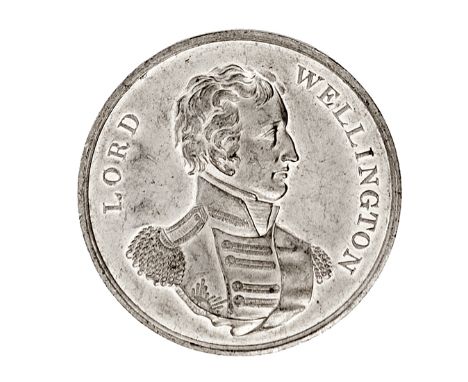 Lord Wellington Four Battles commemorative WM medallion, obverse: bust of Wellington in uniform right with Lord Wellington le