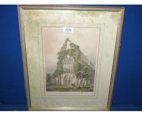 A coloured lithograph 'West Front, Tintern Abbey', 15 1/2'' x 18 1/2'' including frame.