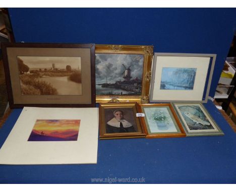 A box of Prints to include Morris Nelson Mabry Mill, Aunt Peggy's Lane 'Bumuda' etc.