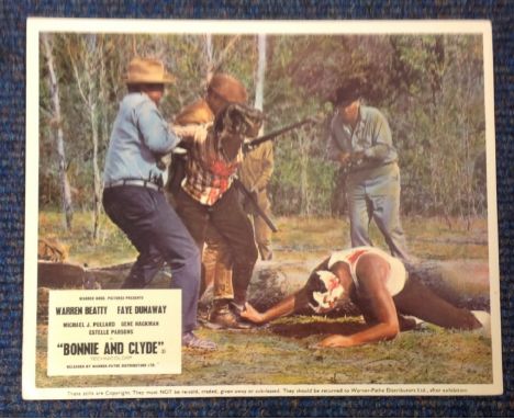 Bonnie and Clyde vintage colour lobby card from the 1967 American biographical crime film directed by Arthur Penn and starrin