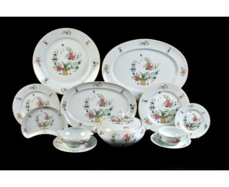 A modern Raynaud & Co. Limoges porcelain 'Chine Petit Panier' pattern part dinner service, comprising:  twenty-six dinner pla