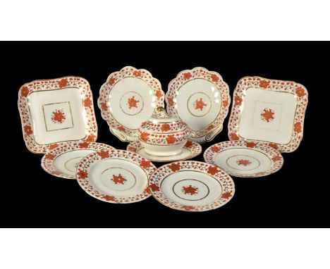 A selection of mostly Worcester porcelain, various dates late 18th/early 19th century, comprising: a pair of Worcester (Barr)