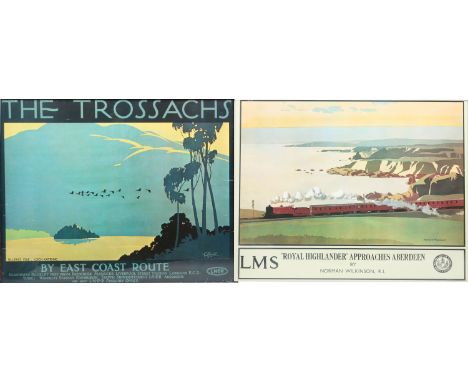 Norman Wilkinson and Tom Purvis, two framed railway posters. London, Midland and Scottish Railway Company Royal Highlander Ap