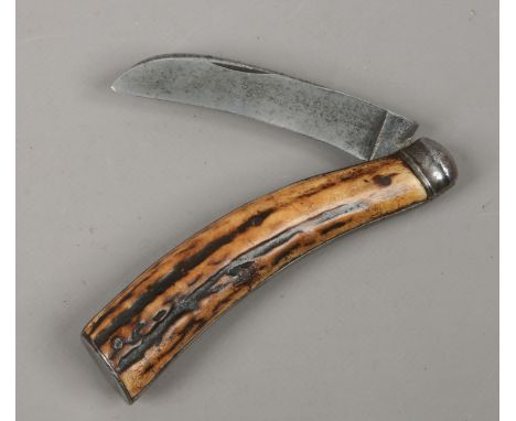 A Victorian pruning knife with cutler scales by Wingfield Rowbotham & Co. Sheffield and another example Bounan Sheffield.
