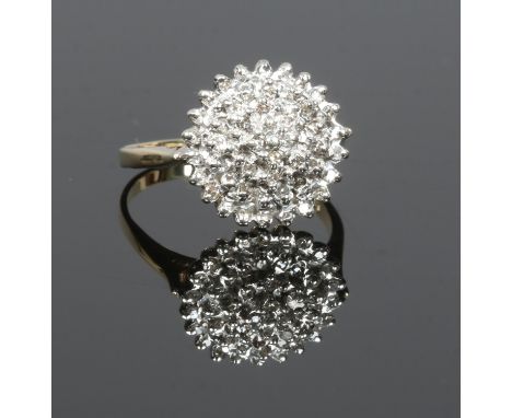A 9ct gold and diamond four tier cluster ring, size O.