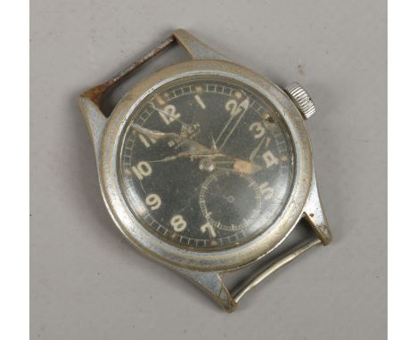 A vintage Buren Gran Prix 'Dirty Dozen' military issue watch head, Roman numeral markers, subsidiary seconds stamped to back 