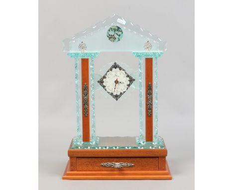 An Italian cut glass quartz mantel clock.