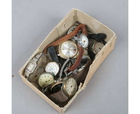 A box of assorted ladies and gents manual wristwatches and watch parts for spares and repair, including a Timex automatic dat