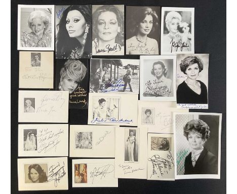 VINTAGE HOLLYWOOD - A selection of autographs by Hollywood actresses of yesteryear comprising BETTY WHITE, SOPHIA LOREN, LAUR
