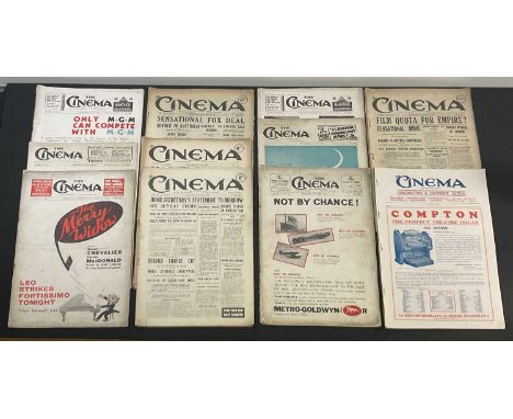 VINTAGE HOLLYWOOD - 11 copies of THE CINEMA NEWS AND PROPERTY GAZETTE ranging from 1930-1937 containing insightful movie and 