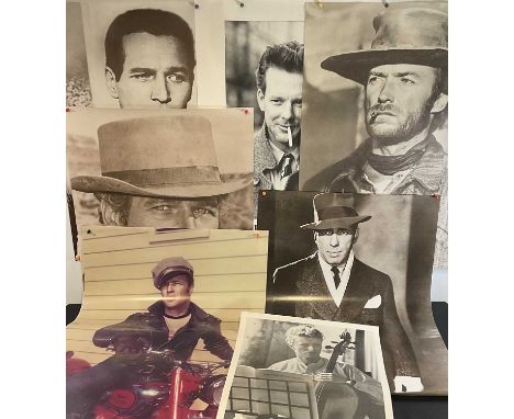 A group of vintage commercial personality posters to include CLINT EASTWOOD, PAUL NEWMAN, DAVID BOWIE, MARLON BRANDO, HUMPHRE