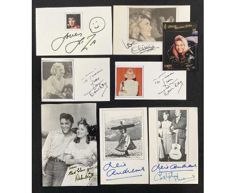 MUSICALS - A group of musical film star autographs comprising JULIE ANDREWS x 2, DORIS DAY x 2, OLIVIA NEWTON-JOHN x 2, LIZA 