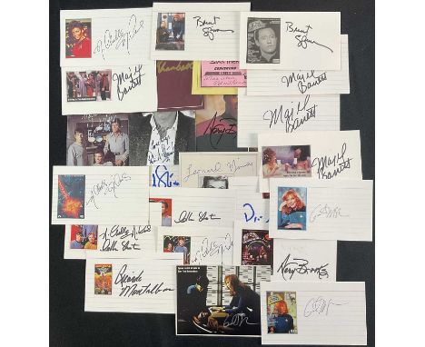 STAR TREK - A group of Star Trek autographs comprising WILLIAM SHATNER, LEONARD NIMOY, PATRICK STEWART x 3, BRENT SPINNER x 3