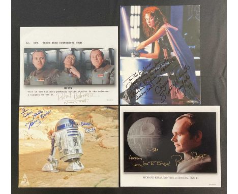 STAR WARS - A group of four autographed Star Wars 8" x 10" colour stills comprising KENNY BAKER (R2D2), RICHARD LEPARMENTIER 