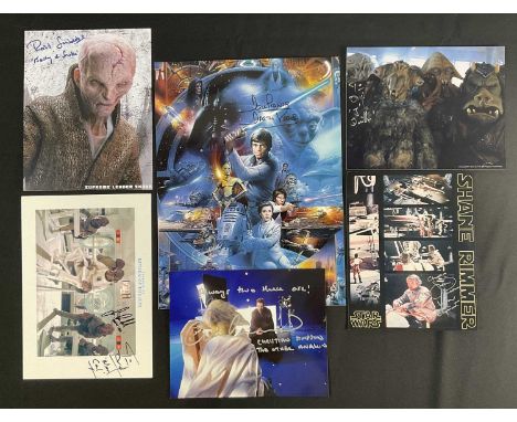STAR WARS - A group of Star Wars autographs on mixed media comprising DAVE PROWSE, JEREMY BULLOCH, CHRISTIAN SIMPSON, ROSS SA