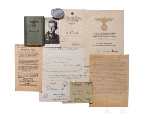 Artillerie-Regiment 168 - Nachlass von Batteriechef Oberleutnant Wolf Abel (1920 - 1943)  Wehrpass (Musterungsvermerk 4. Art.