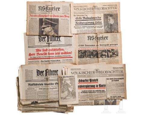 Ca. 30 Fragmente der Zeitschrift "Der Führer"  Überwiegend nur die Titelblätter des Hauptorganes der NSDAP Baden, teils auch 
