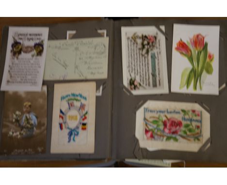 131 WWI postcards in family album. 1916-1919. Sent by Lance Corporal George William Oldham. Army service No 25311 3rd east La