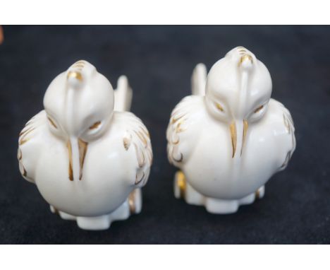 Pair of Clarice Cliff love birds pipe rests 