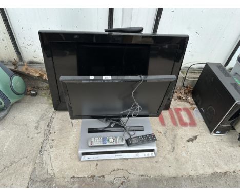 TWO TELEVISION TO INCLUDE A SAMSUNG AND A PANASONIC DVD RECORDER ALL WITH REMOTE CONTROLS 