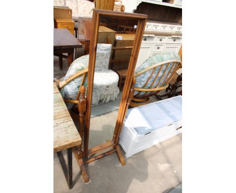A MODERN PINE CHEVAL MIRROR 