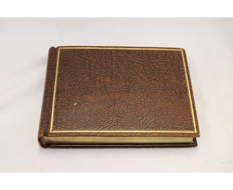 A VINTAGE LEATHER BOUND AUTOGRAPH BOOK FROM THE 1940'S WITH MOSTLY RELIGIOUS ENTRIES 