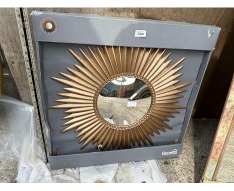AN AS NEW AND BOXED DUNELM SUNBURST MIRROR 