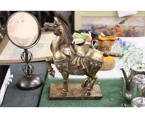 A TANG DYNASTY STYLE MODEL OF A HORSE, HEIGHT 41CM, LENGTH 40CM, A/F TO TAIL 