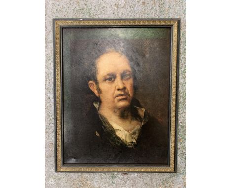 A FRAMED PRINT ON CANVAS OF FRANCISCO DE GOYA SELF PORTRAIT 